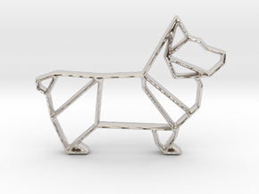 Origami Dog Pendant No.1  in Platinum