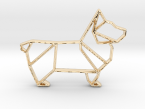 Origami Dog Pendant No.1  in 14k Gold Plated Brass