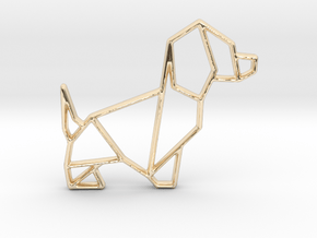 Origami Dog No.2 in 14k Gold Plated Brass
