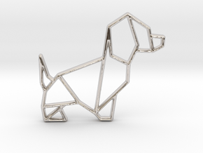 Origami Dog No.2 in Rhodium Plated Brass