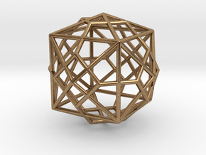 0493 Truncated Octahedron + Dual in Natural Brass