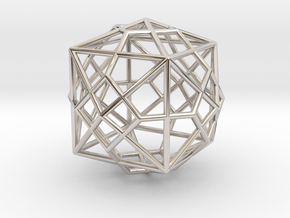 0493 Truncated Octahedron + Dual in Rhodium Plated Brass