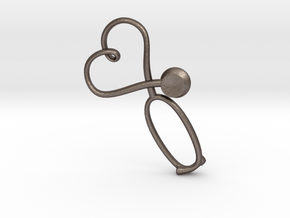 Stethoscope Heart Pendant in Polished Bronzed Silver Steel