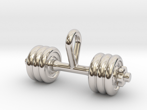 Dumbbell Tiny Tiny Little Earring in Rhodium Plated Brass