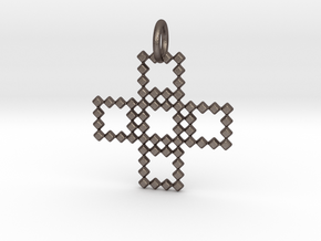 Square Pendant No.3  in Polished Bronzed Silver Steel