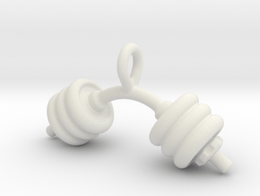 Dumbbell Bent Pendant in White Natural Versatile Plastic