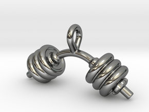 Dumbbell Bent Tiny Little Earring in Fine Detail Polished Silver