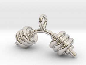 Dumbbell Bent Tiny Little Earring in Rhodium Plated Brass