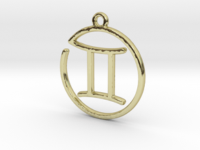 Gemini Zodiac Pendant in 18k Gold Plated Brass