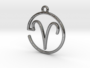 Aries Zodiac Pendant in Fine Detail Polished Silver