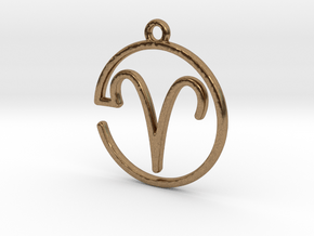 Aries Zodiac Pendant in Natural Brass
