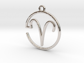 Aries Zodiac Pendant in Rhodium Plated Brass
