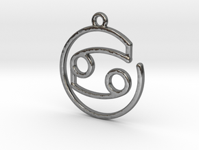Cancer Zodiac Pendant in Polished Silver