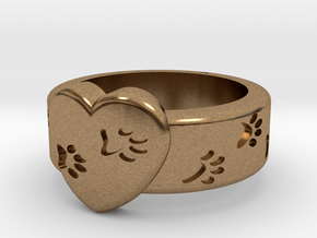 Pawprints On My Heart Ring in Natural Brass