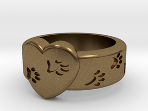 Pawprints On My Heart Ring in Natural Bronze