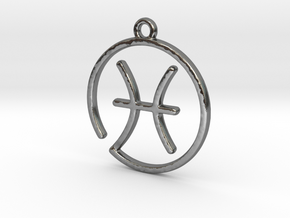 Pisces Zodiac Pendant in Polished Silver