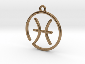 Pisces Zodiac Pendant in Natural Brass