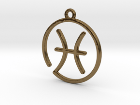 Pisces Zodiac Pendant in Polished Bronze