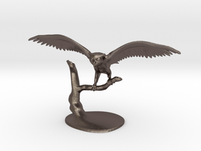 Owl Landing in Polished Bronzed Silver Steel