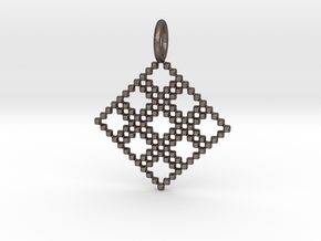 Pendant Square No.4 in Polished Bronzed Silver Steel