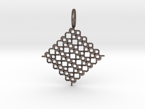 Square Pendant No.5 in Polished Bronzed Silver Steel
