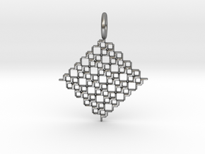 Square Pendant No.5 in Natural Silver
