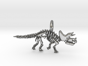 Triceratops Skeleton Pendant in Natural Silver