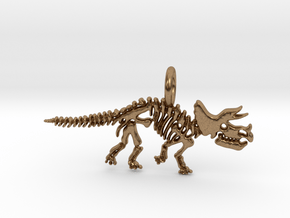 Triceratops Skeleton Pendant in Natural Brass