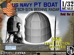1-32 PT Boat Beehive Radar Dome in White Processed Versatile Plastic