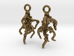 Nodulated Root Earrings - Science Jewelry in Polished Bronze