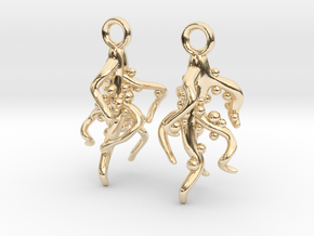 Nodulated Root Earrings - Science Jewelry in 14K Yellow Gold