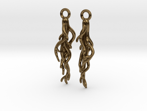 Plant Root Earrings - Science Jewelry in Polished Bronze