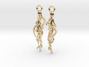 Plant Root Earrings - Science Jewelry in 14K Yellow Gold