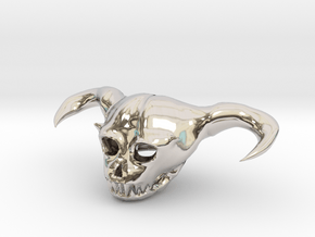 Demon Skull in Rhodium Plated Brass