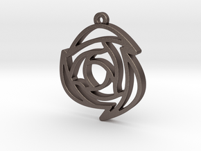 Rose Pendant B in Polished Bronzed Silver Steel