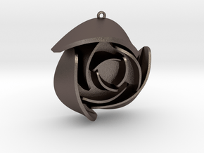 Rose Pendant A in Polished Bronzed Silver Steel