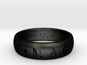 Size 10 Sir Francis Drake, Sic Parvis Magna Ring  in Matte Black Steel