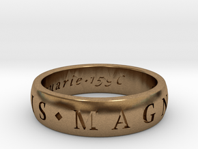 Size 10 Sir Francis Drake, Sic Parvis Magna Ring  in Natural Brass