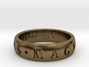 Size 10 Sir Francis Drake, Sic Parvis Magna Ring  in Polished Bronze