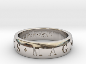 Size 10 Sir Francis Drake, Sic Parvis Magna Ring  in Rhodium Plated Brass