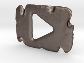 Destroyed YouTube Play Button in Polished Bronzed Silver Steel