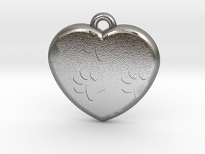 Pawprints On My Heart Pendant in Natural Silver