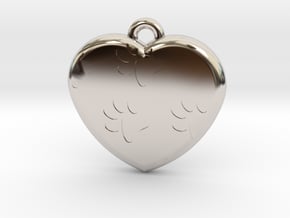 Pawprints On My Heart Pendant in Rhodium Plated Brass