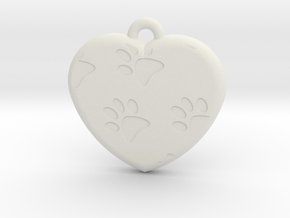 Pawprints On My Heart Pendant in White Natural Versatile Plastic