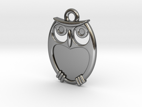 small owl pendant in Polished Silver