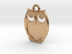 small owl pendant in Polished Bronze