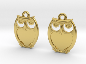Owl Earrings in Polished Brass