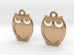Owl Earrings in Polished Bronze