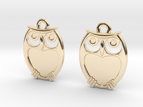 Owl Earrings in 14k Gold Plated Brass