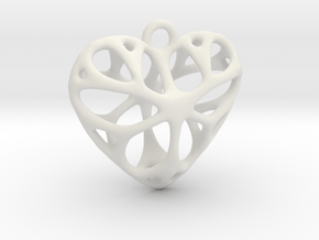 Heart Pendant  in White Natural Versatile Plastic